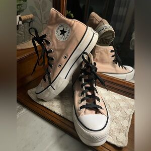 CONVERSE‎ All Star Classic High Top Platform Sneakers Pink White Black Women's 7